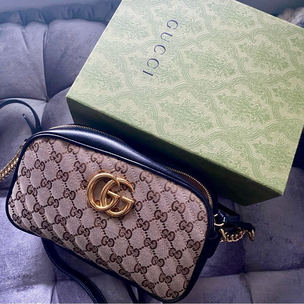 Gucci Canvas and Leather Logo Marmont